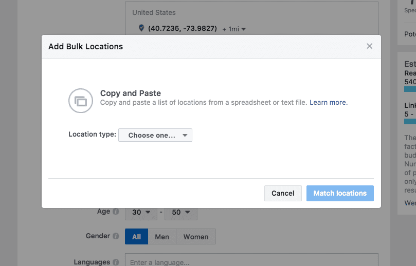 add bulk locations on Facebook