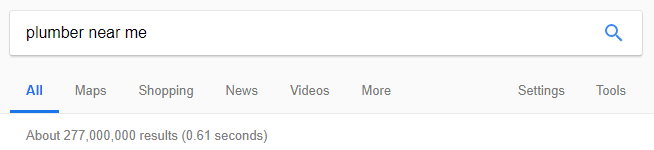 Google AdWords - Searching for plumbers on google