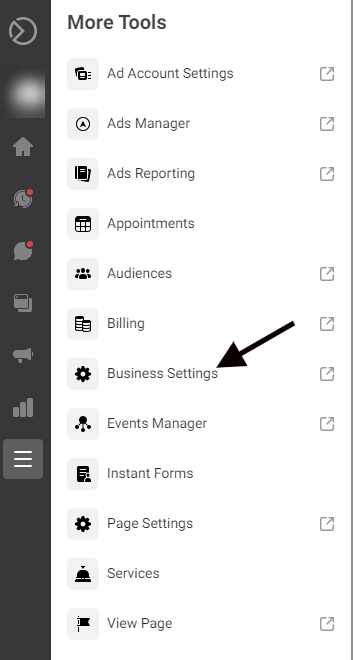 Business Settings in the Facebook Business Manager menu