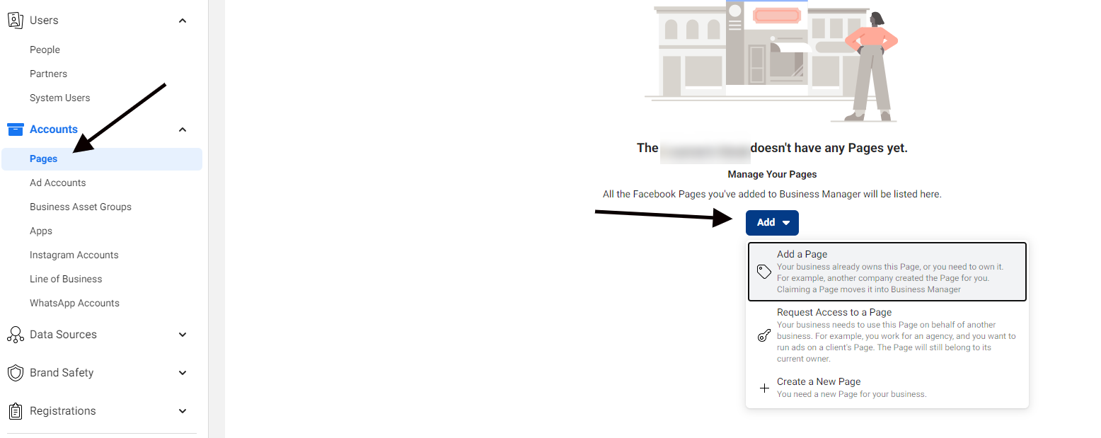 Adding a Page in Facebook Business Manager