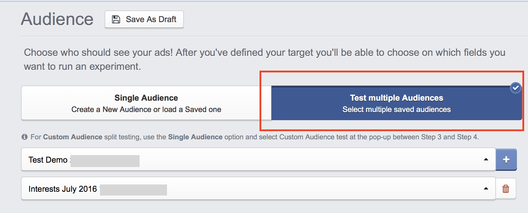 how to select an audience in facebook