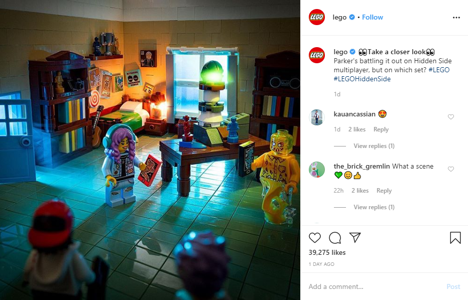 Lego uses emojis in a post