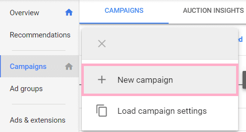 Google Ads new campaign