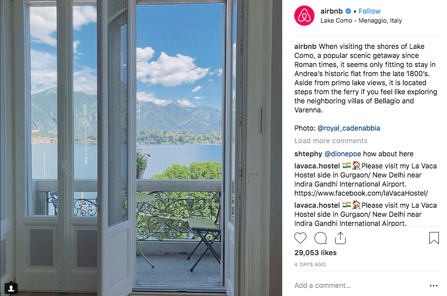 Example of user-generated content: Airbnb.