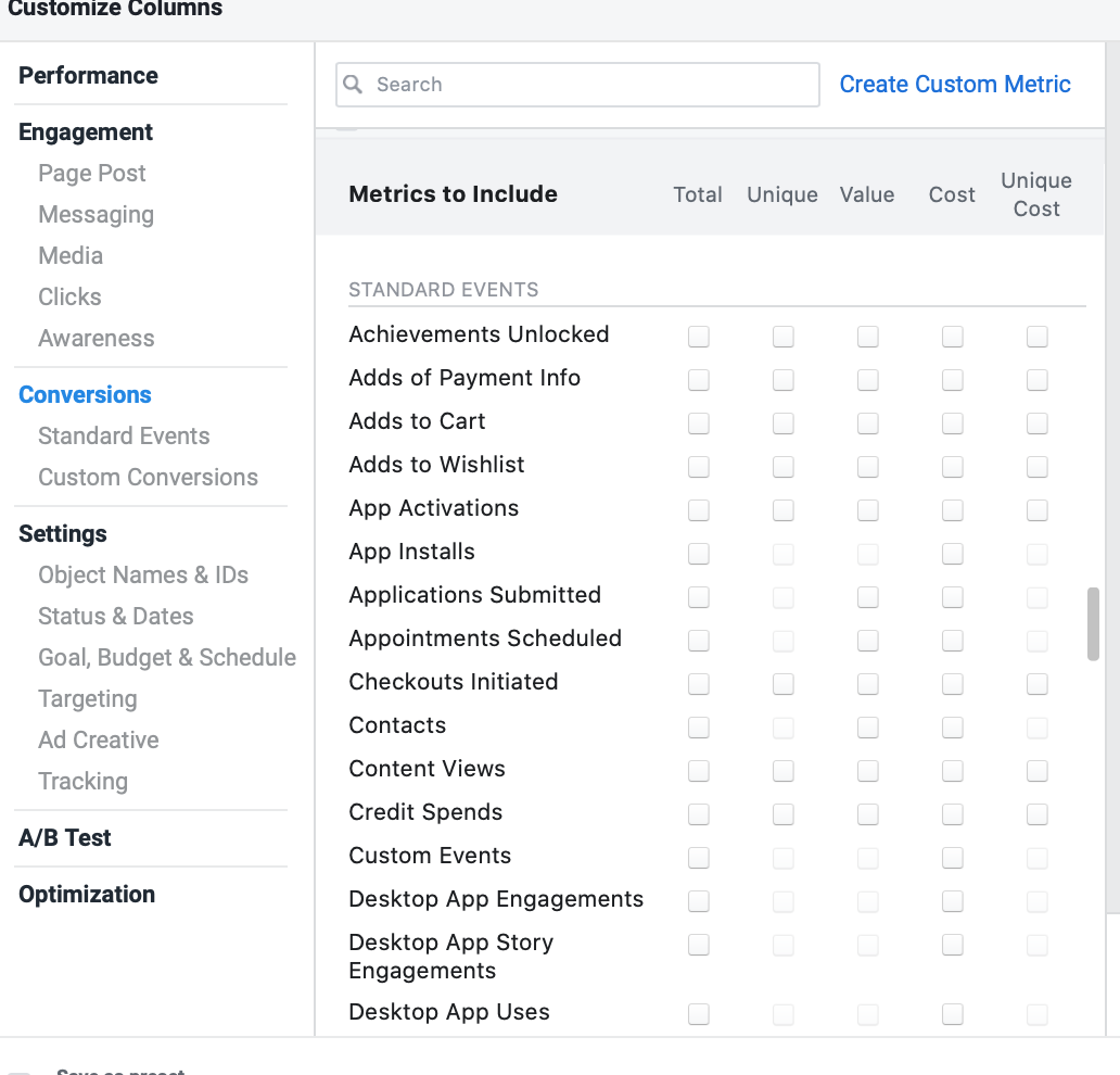 Add more columns to Facebook Ads dashboard 