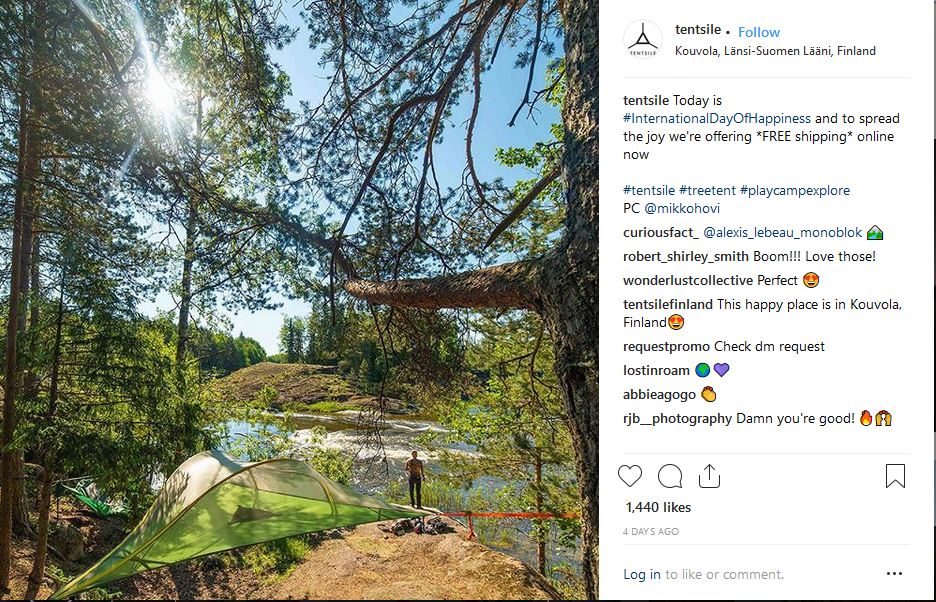 Tentsile Instagram ecommerce