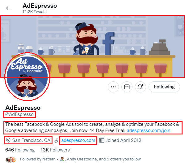 AdEspresso's Twitter account